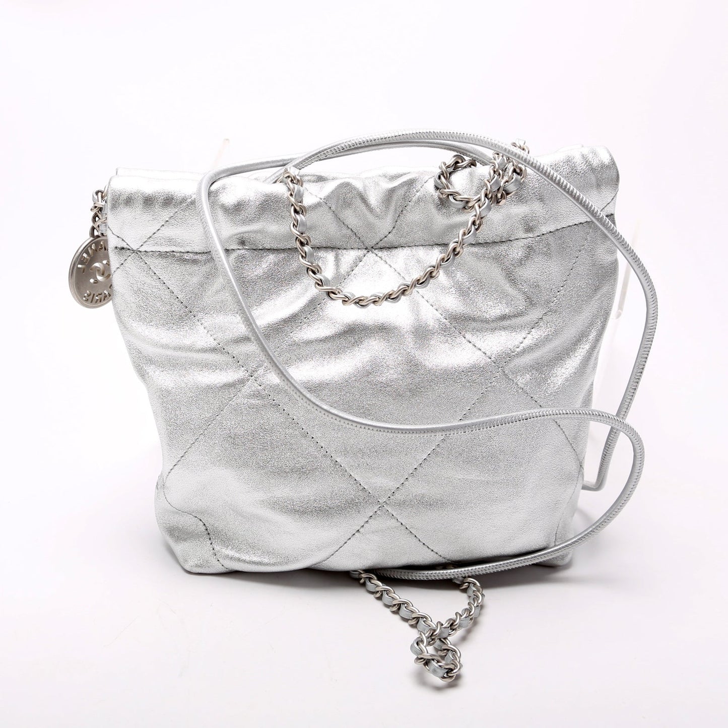 Chanel 22 Mini Metallic Calfskin RFID Silver Bag