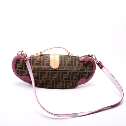 Fendi 8BN133 FF Zucca Vanity Clutch Brown/Plum Bag