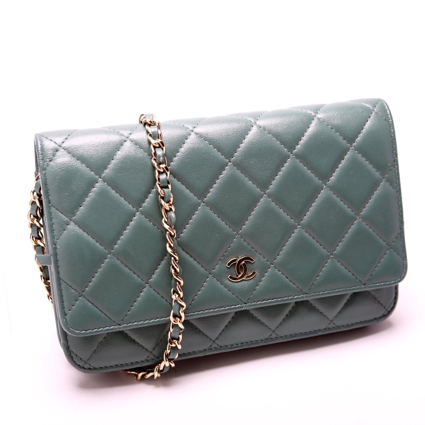 Chanel WOC Classic Quilted Lambskin 26M Green Bag