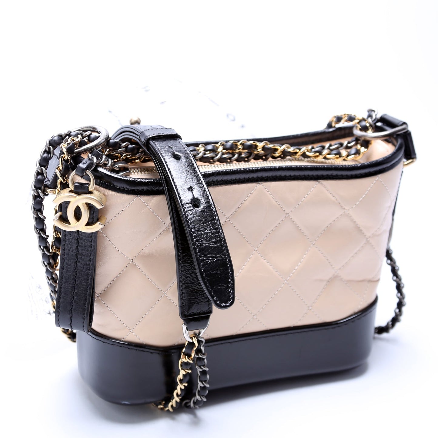 Chanel Gabrielle Hobo Small Calfskin 25M Beige/Black Bag
