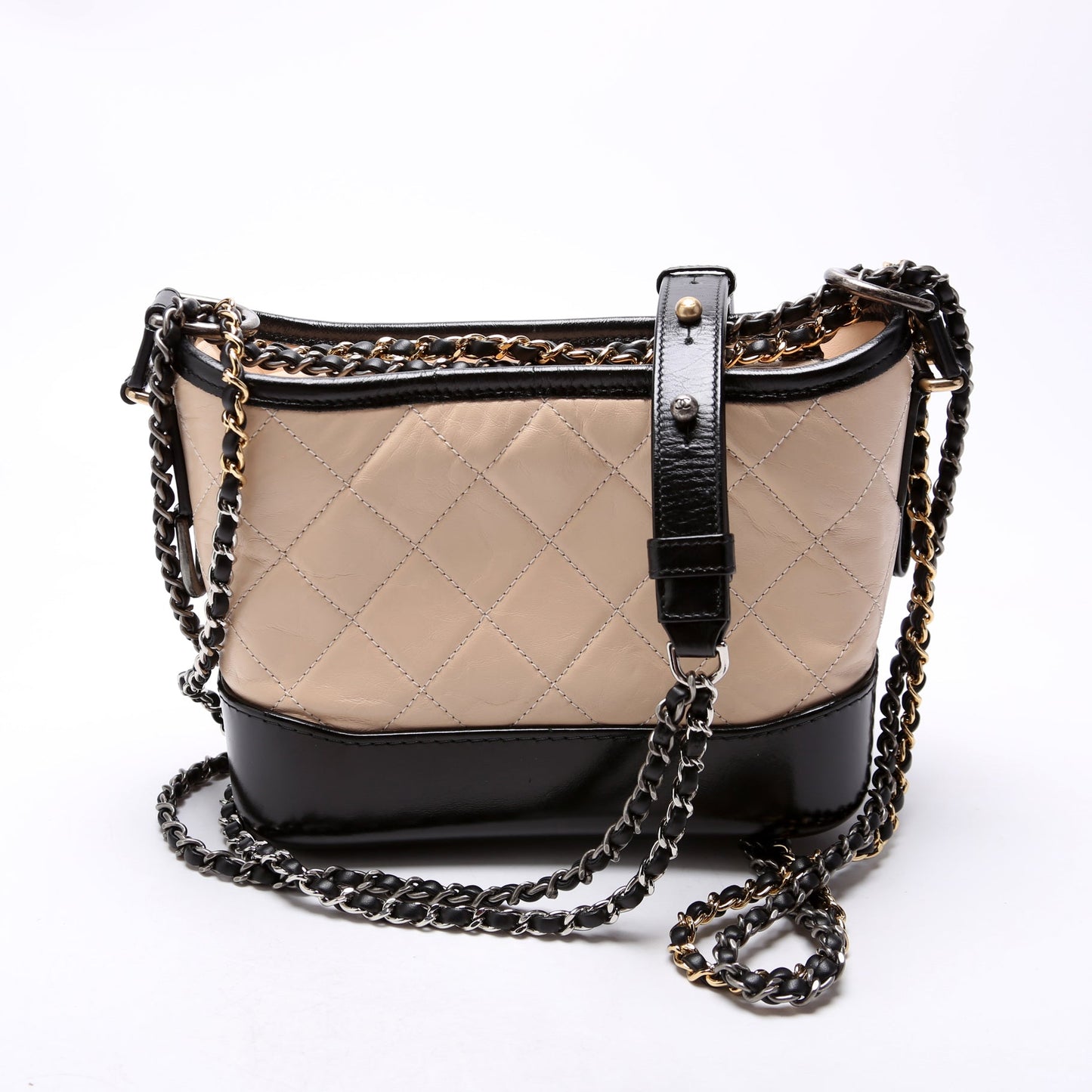 Chanel Gabrielle Hobo Small Calfskin 25M Beige/Black Bag