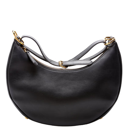 Fendi 8BR798graphy Small Leather Hobo Black Bag
