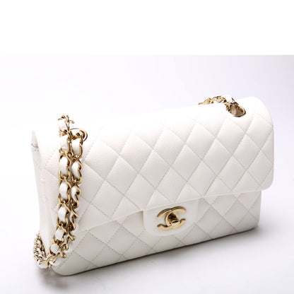 Chanel Classic Flap Small Caviar White Bag