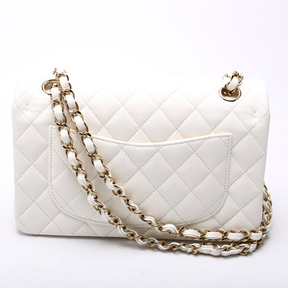 Chanel Classic Flap Small Caviar White Bag