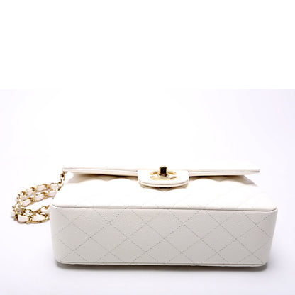 Chanel Classic Flap Small Caviar White Bag