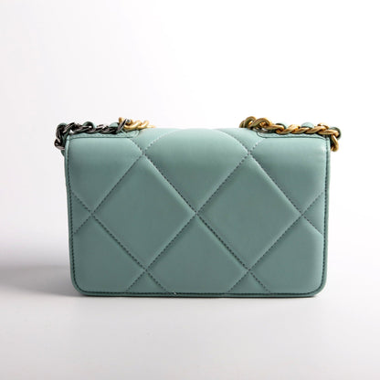 Chanel 19 WOC Quilted Lambskin 29M Blue Bag