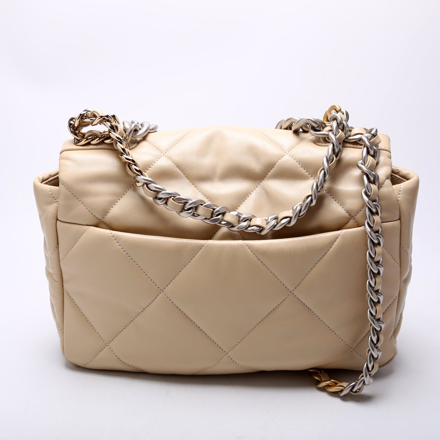 Chanel Quilted Goatskin 19 Large 32+M Beige Bag
