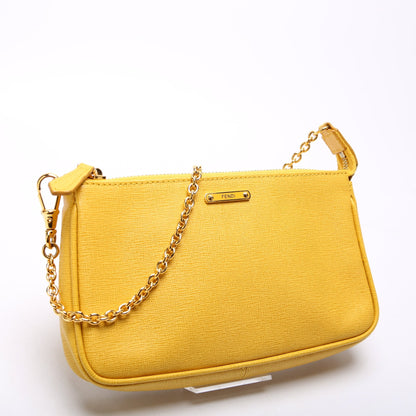 Fendi 8M0271 Vitello Elite Pochette Amarena Yellow Bag