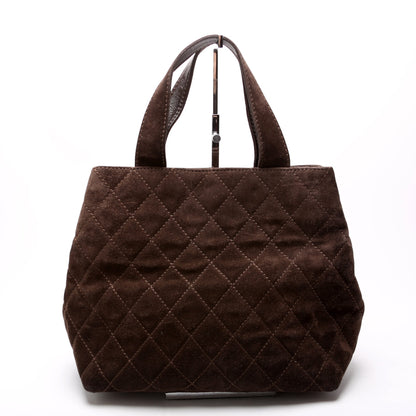 Chanel CC Top Handle Suede 7MM Brown Bag