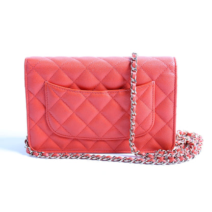 Chanel WOC Classic Quilted Caviar Orange Bag