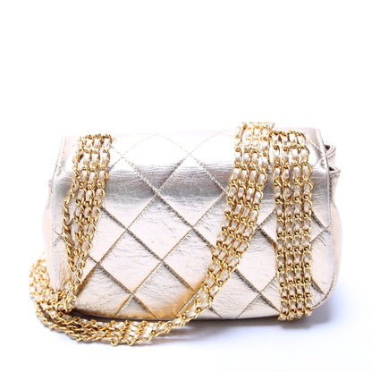 Chanel Multi Chain Flap Metallic Lambskin 3M Gold Bag