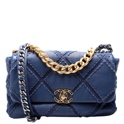 Chanel 19 Large Flap Crocheted Calfskin 30M Bag