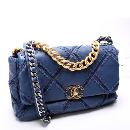 Chanel 19 Large Flap Crocheted Calfskin 30M Bag