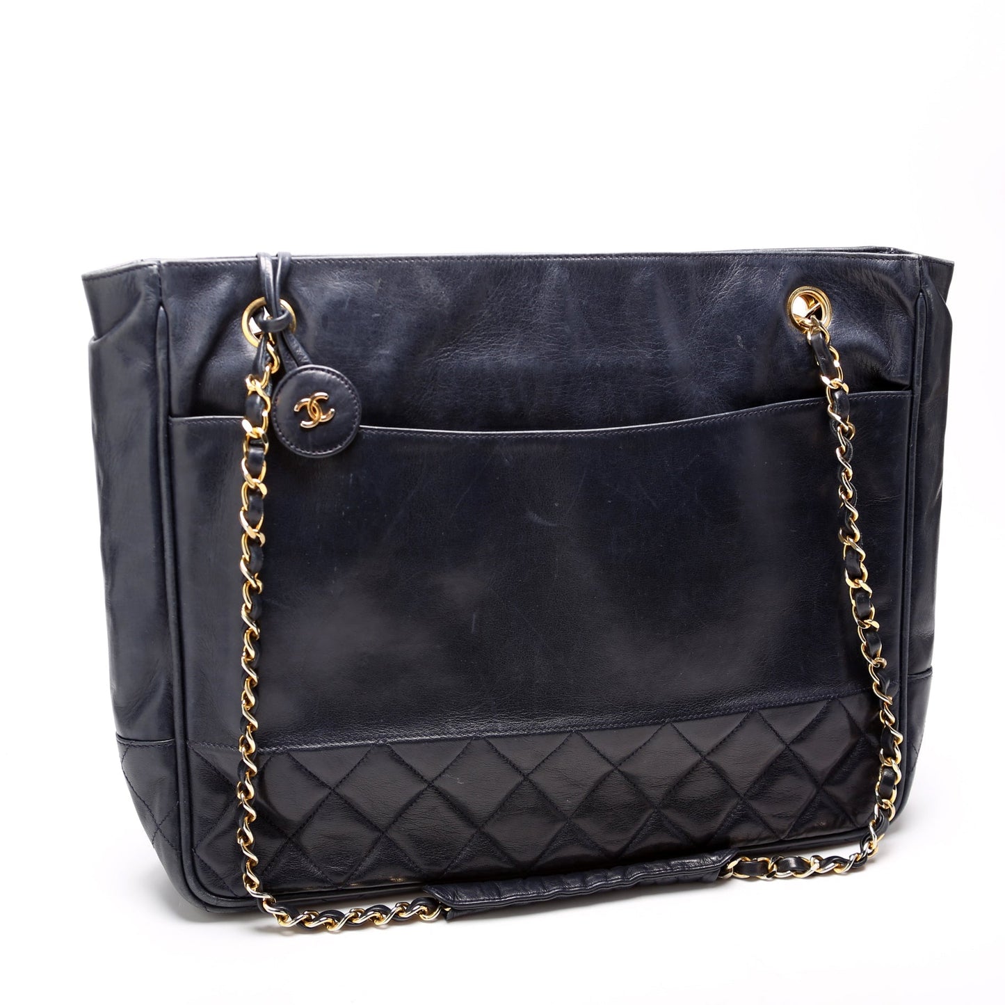 Chanel Vintage Shoulder Lambskin Navy Bag