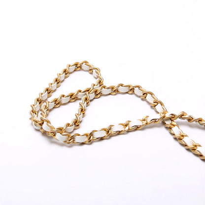 Chanel Woven Chain Top Handle Round White Bag