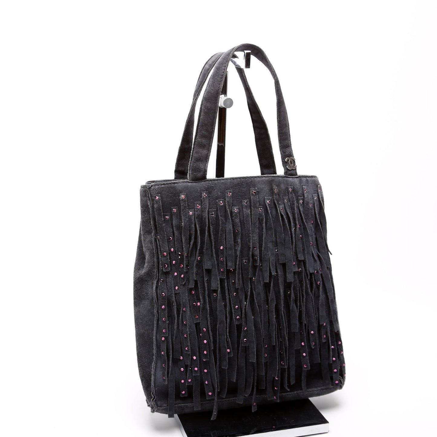 Chanel CC Suede Fringe Vintage Mini Tote 6m Bag
