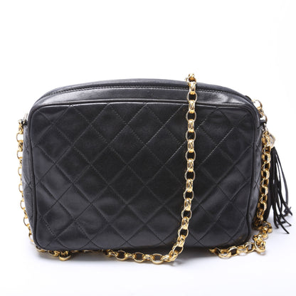 Chanel CC Diagonal Flap Tassel Camera Vintage Black Bag