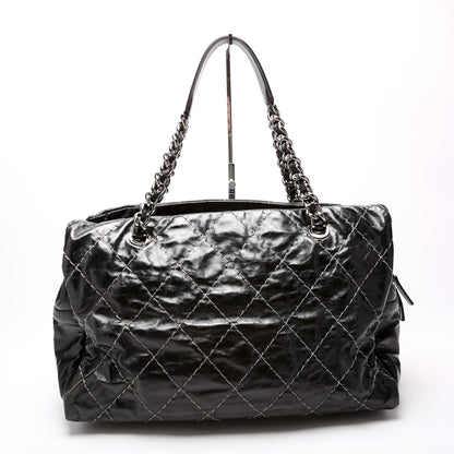 Chanel Double Contrast Stitch Large Tote Goat 13M Black Bag