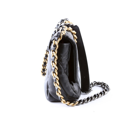 Chanel Quilted Goatskin 19 Medium Flap 30M Black Bag