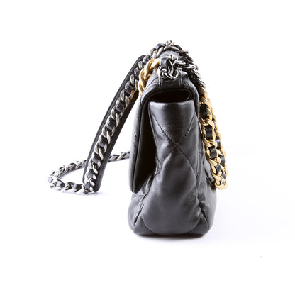 Chanel Quilted Goatskin 19 Medium Flap 30M Black Bag