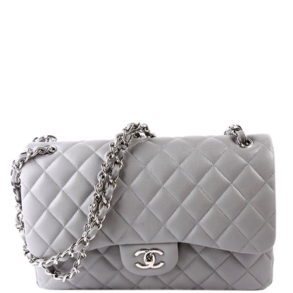 Chanel Classic Flap Jumbo Caviar 24M Grey Bag