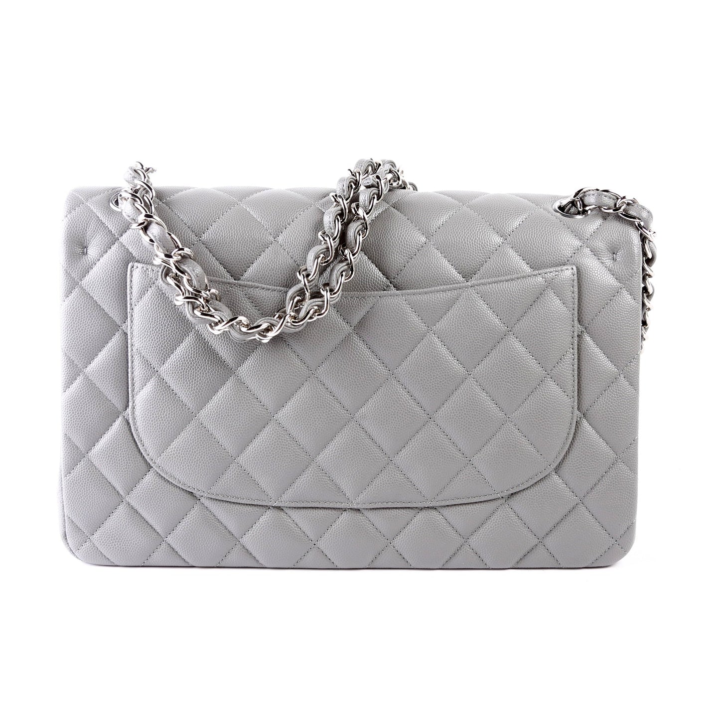 Chanel Classic Flap Jumbo Caviar 24M Grey Bag