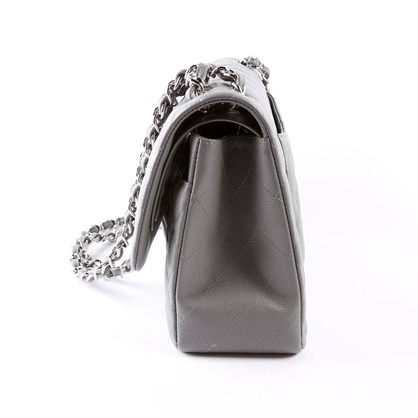 Chanel Classic Flap Jumbo Caviar 24M Grey Bag