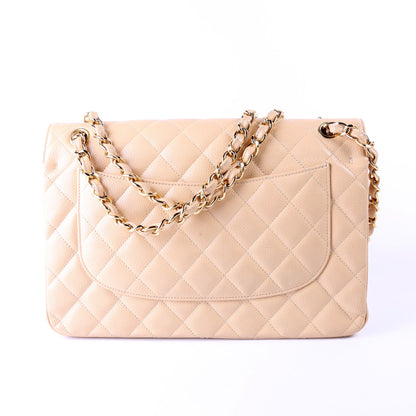 Chanel Classic Flap Jumbo Caviar 30M Tan Bag