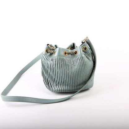 Chanel Coco Pleats Drawstring 24M Blue Bag