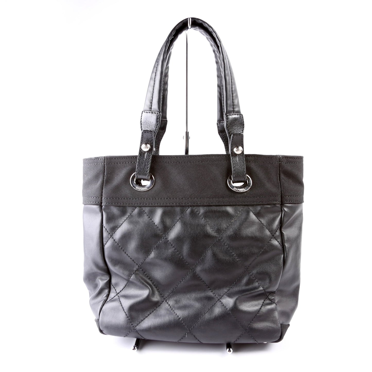 Chanel Biarritz Coated Canvas Tote Black Bag