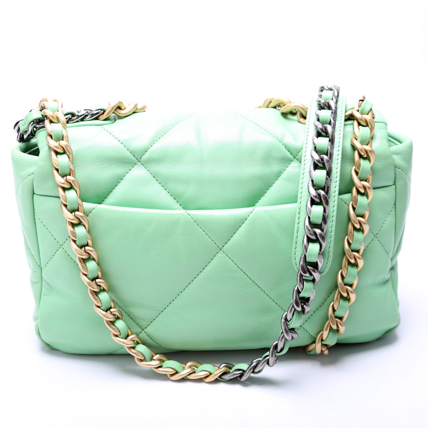 Chanel 19 Medium Flap Quilted Goatskin 30M Green Bag