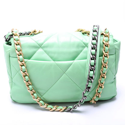 Chanel 19 Medium Flap Quilted Goatskin 30M Green Bag