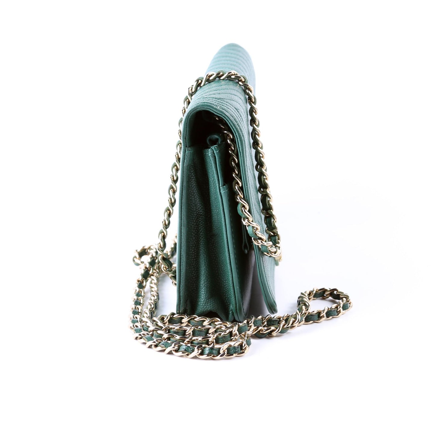 Chanel Wallet On Chain Boy Chevron Caviar Leather Green Bag