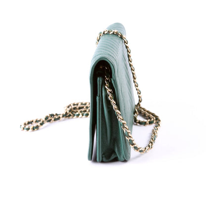 Chanel Wallet On Chain Boy Chevron Caviar Leather Green Bag