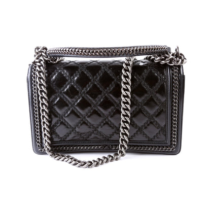 Chanel Boy Flap Medium Old Top Handle 21M Black Bag