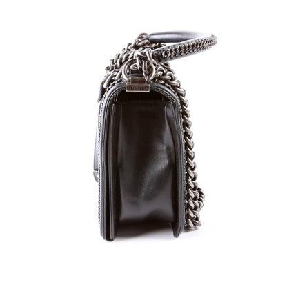 Chanel Boy Flap Medium Old Top Handle 21M Black Bag