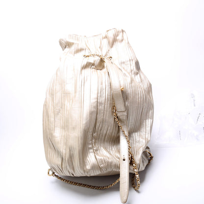 Chanel Coco Pleats Drawstring Iridescent 25M Gold Bag