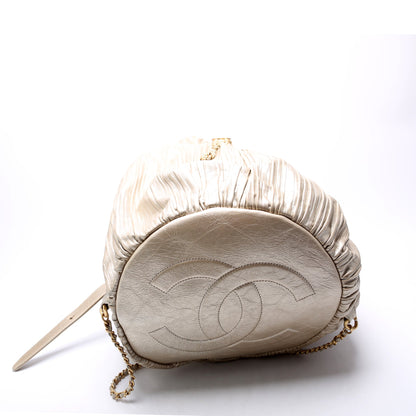 Chanel Coco Pleats Drawstring Iridescent 25M Gold Bag