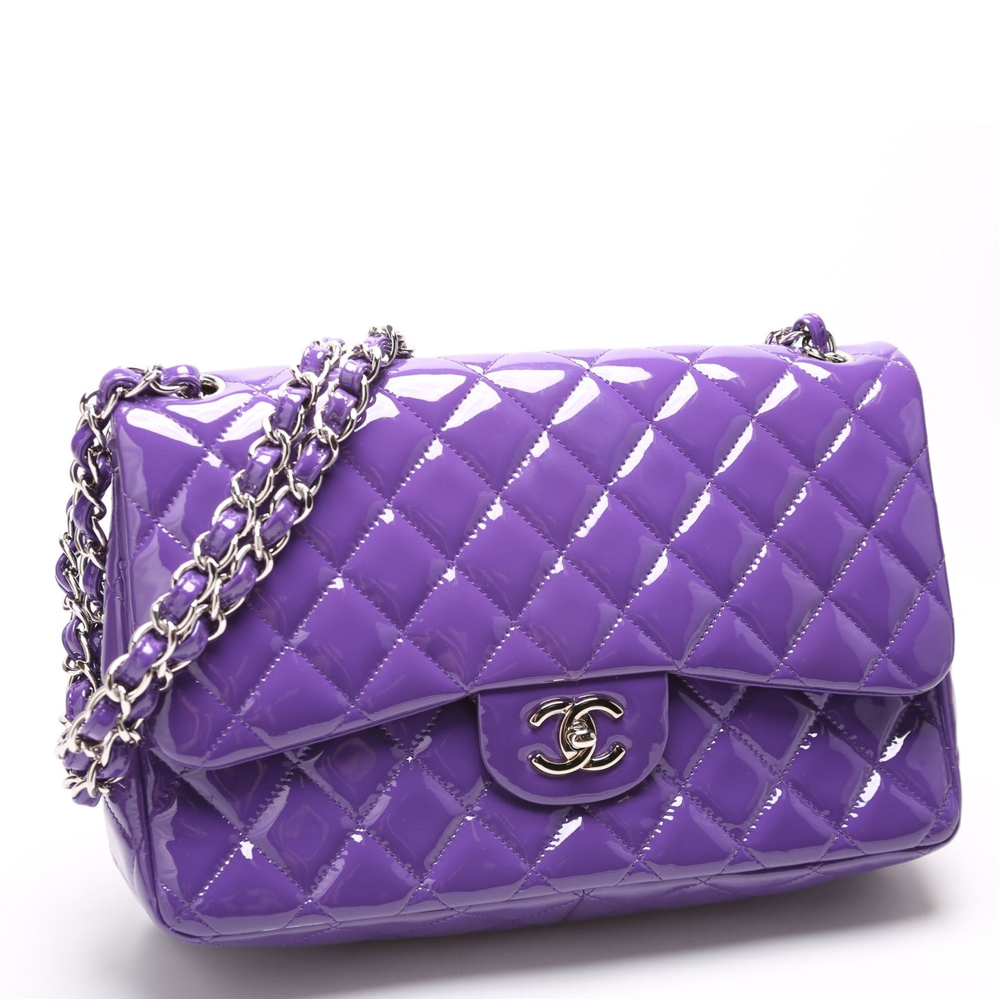 Chanel Classic Flap Jumbo Patent 21M Purple Bag