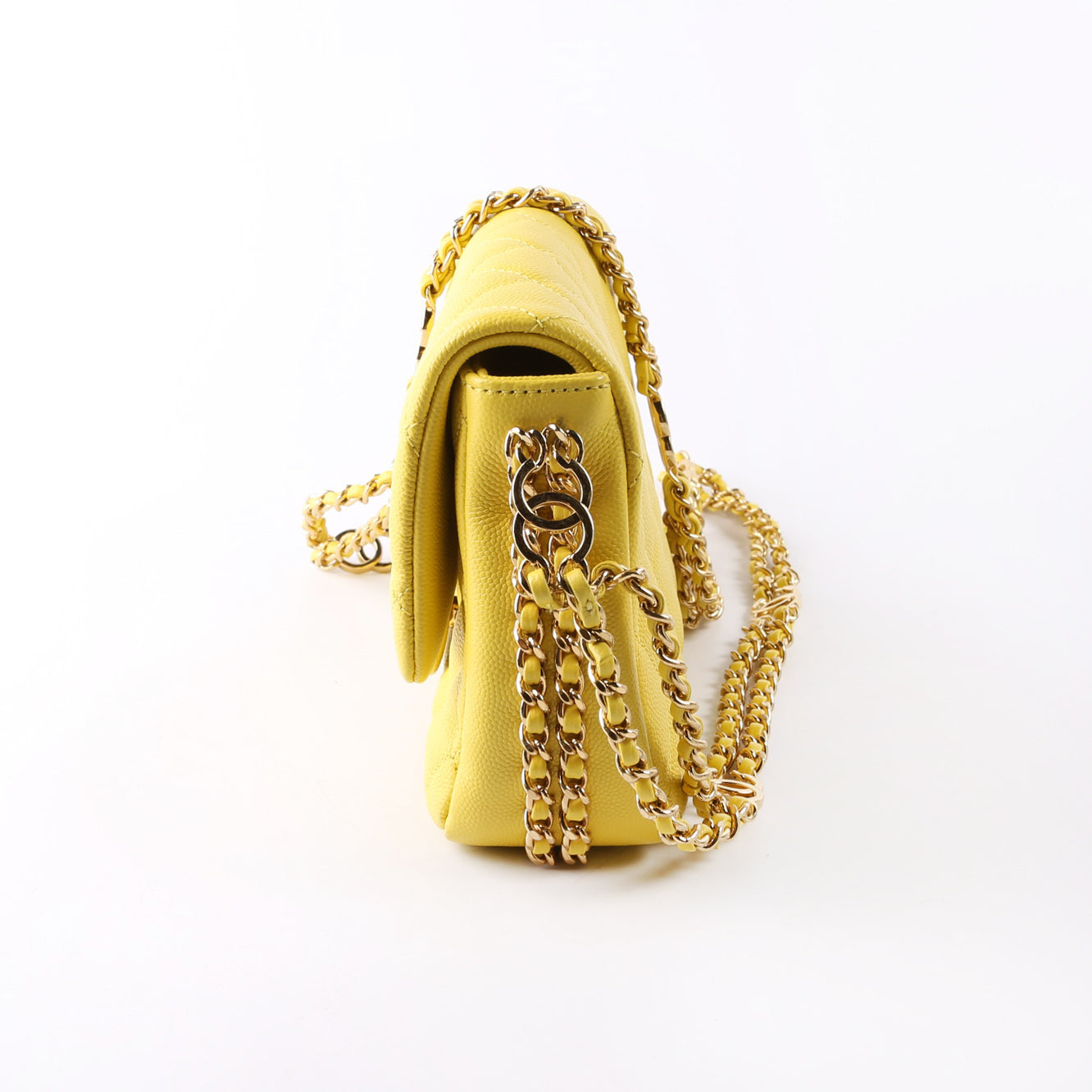 Chanel Mini CC You Flap Caviar RFID Yellow Bag