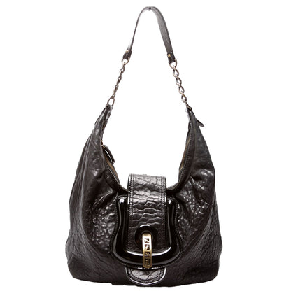 Fendi Nappa Leather B Buckle Hobo Black Bag