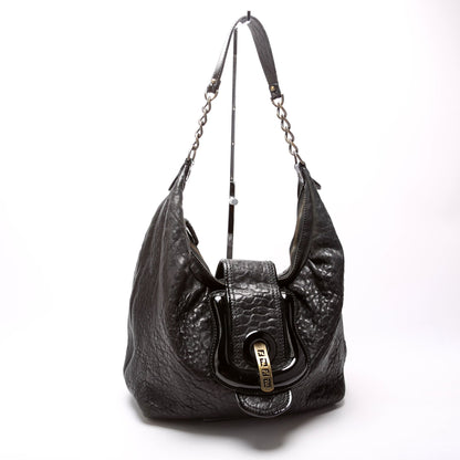 Fendi Nappa Leather B Buckle Hobo Black Bag