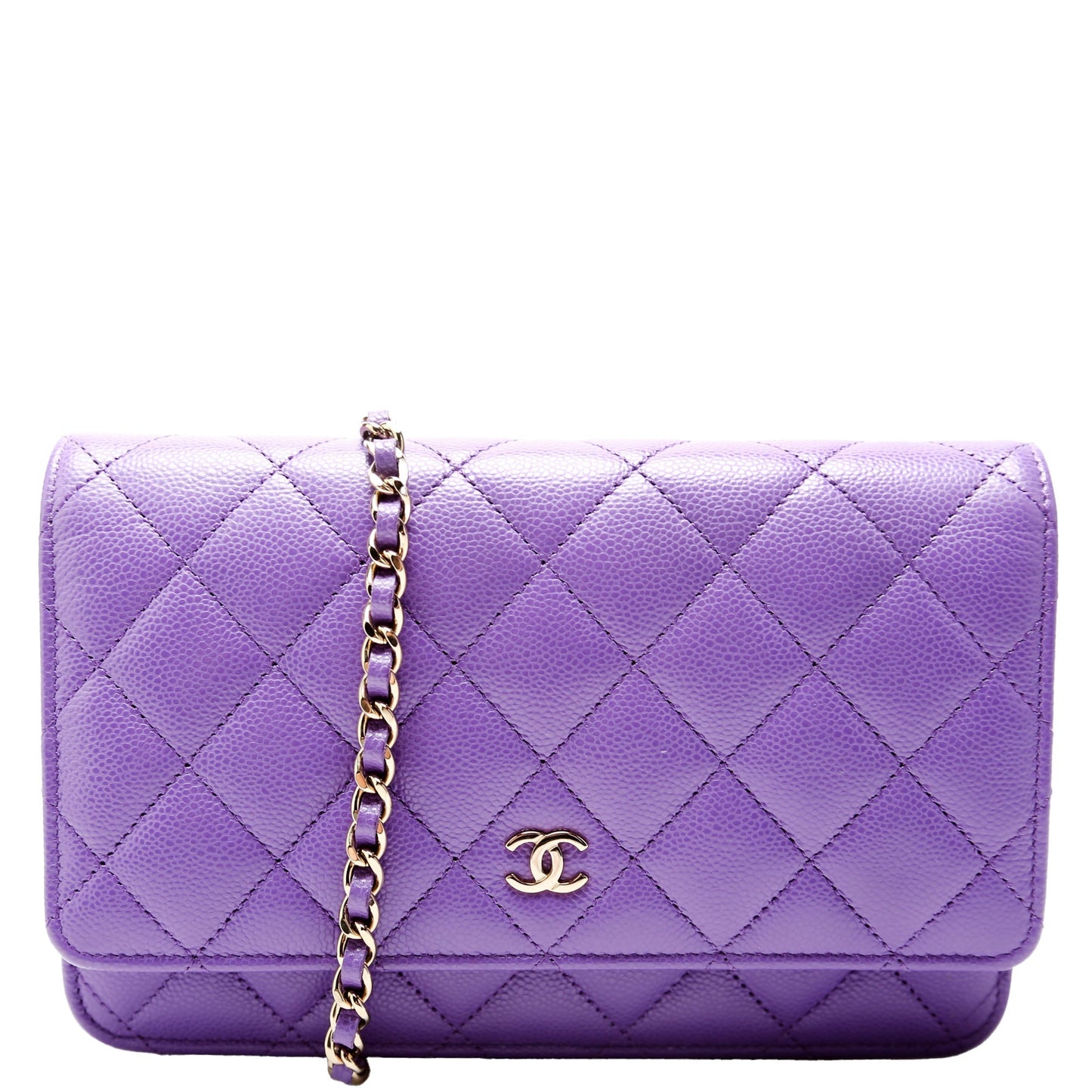 Chanel WOC Classic Quilted Caviar RFID Purple Bag