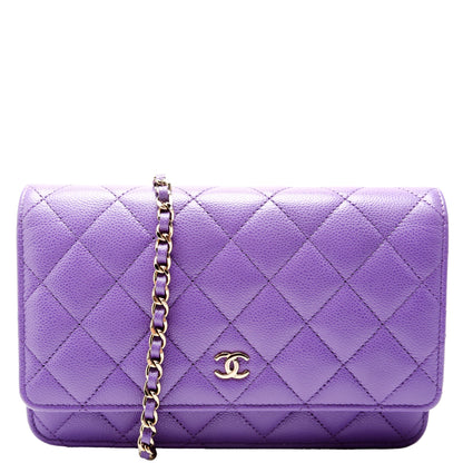 Chanel WOC Classic Quilted Caviar RFID Purple Bag