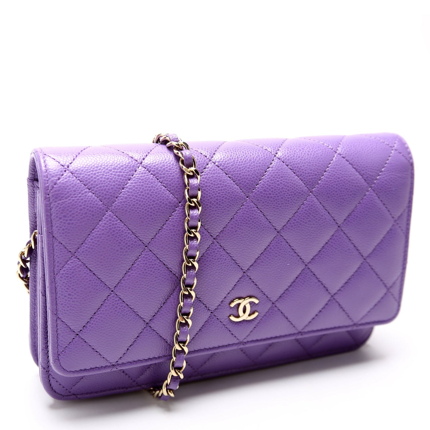 Chanel WOC Classic Quilted Caviar RFID Purple Bag