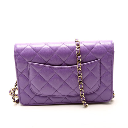 Chanel WOC Classic Quilted Caviar RFID Purple Bag