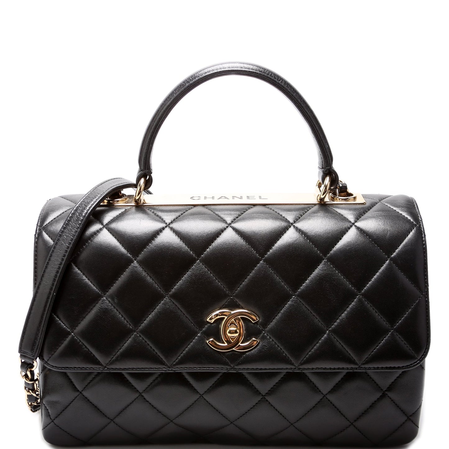 Chanel Trendy Top Handle Medium Lambskin 28M Black Bag