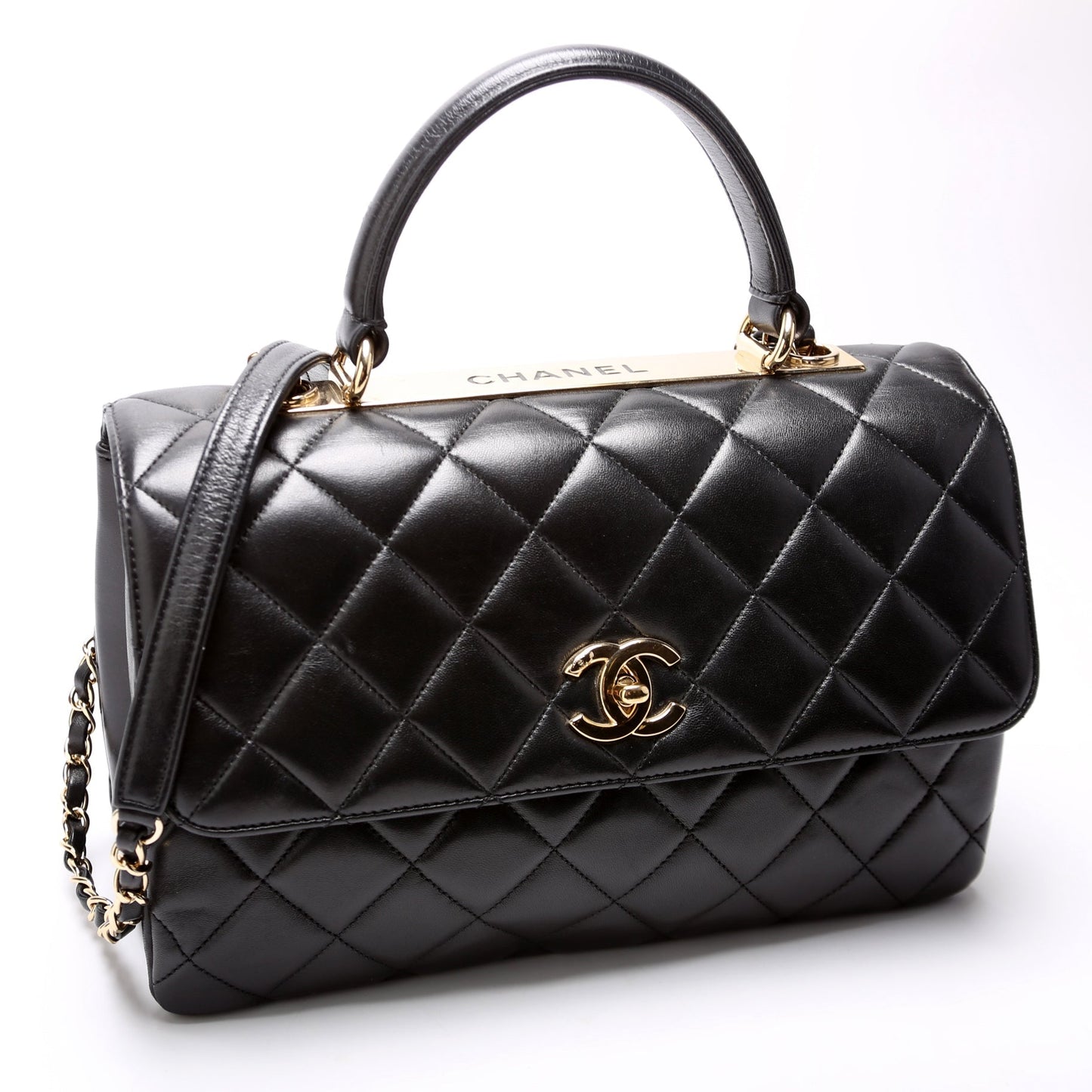 Chanel Trendy Top Handle Medium Lambskin 28M Black Bag