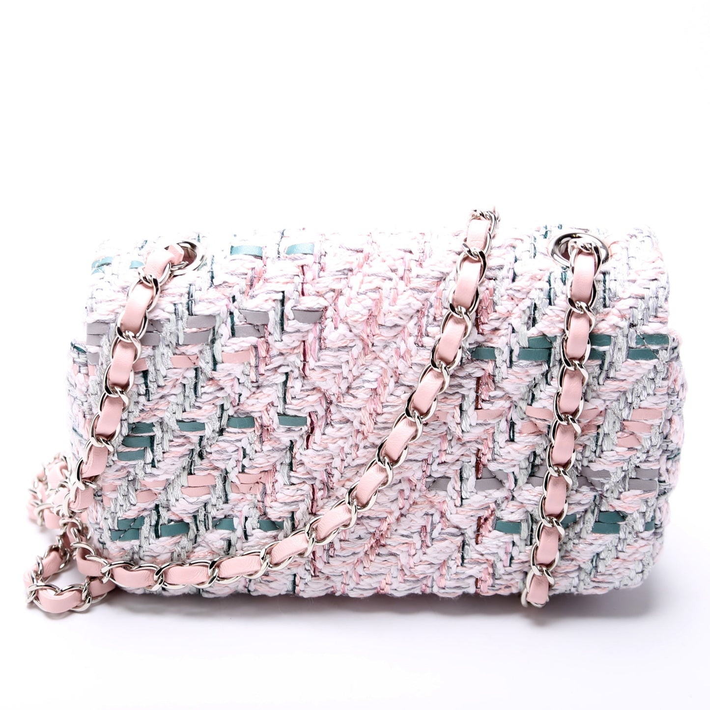 Chanel Classic Flap Mini Rectangle Tweed RFID Pink Bag