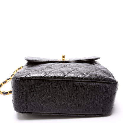 Chanel CC Square Flap Shoulder Quilted Caviar Vintage 4M Black Bag